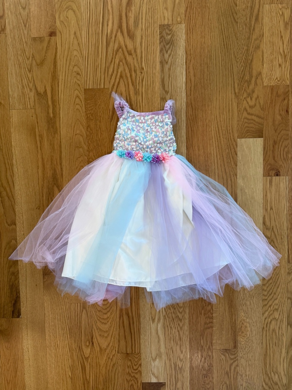 Pastel Sequin Tulle Dance Costume Dress for Kids